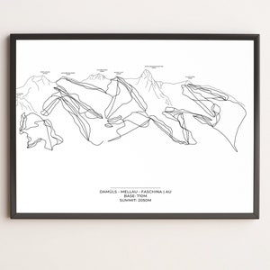 ski area, skimap, trail map Damüls, ski map, skiing, ski holiday, map, wall art,DinA3,DinA4,DinA5