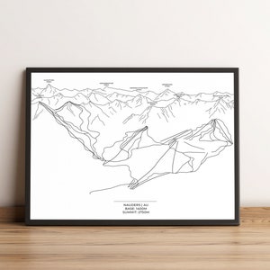 Ski area, ski map, piste map Nauders ski map, skiing, ski vacation, map, wall art, DinA3, DinA4, DinA5