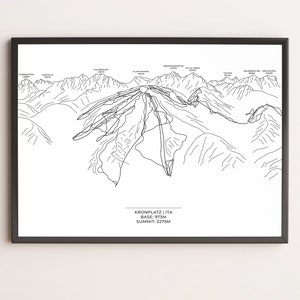 skigebied, skikaart, pistekaart Kronplatz, skikaart, skiën, skivakantie, kaart, kunst aan de muur,DinA3,DinA4,DinA5