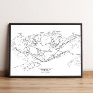 Skigebiet, Skimap, Pistenplan Obertauern, Skikarte, Skifahren, Skiurlaub, Landkarte, Wandkunst,DinA3,DinA4,DinA5