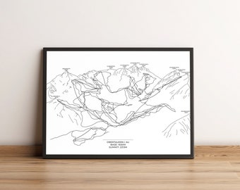 Ski area, ski map, piste map Obertauern, ski map, skiing, ski vacation, map, wall art, DinA3, DinA4, DinA5