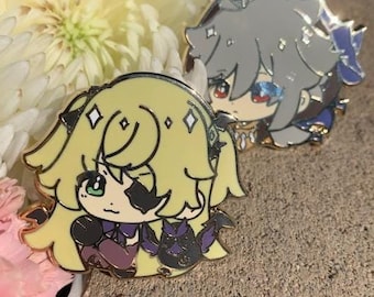 Electro Genshin Impact Mondstadt Chibi Hard Enamel Pin (Razor and Fischl) ItsAche