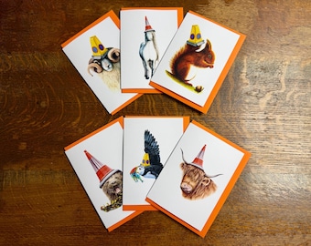 Notecards - 6 Scottish Traffic Cone Designs