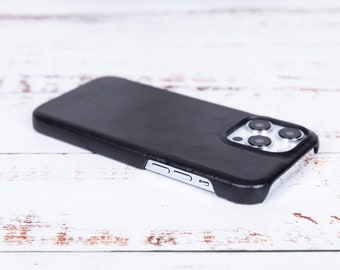 Handgjort Magsafe-läderskal till iPhone 14/14 Max/14 Pro och 14 Pro Max, Apple iPhone 14-seriens bakstycke i läder, handgjort - svart läder