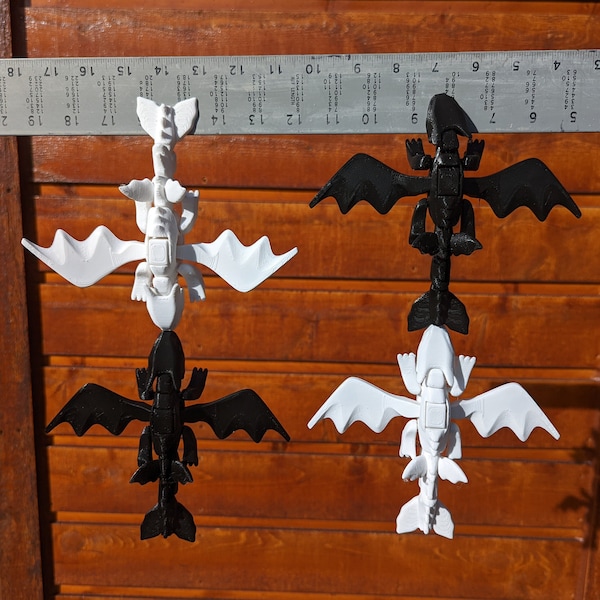 Magnetic Toothless Flexi Dragon: Delightfully Snuggly Articulated Pair of Night Fury and Light Fury Dragons (2 Dragons)