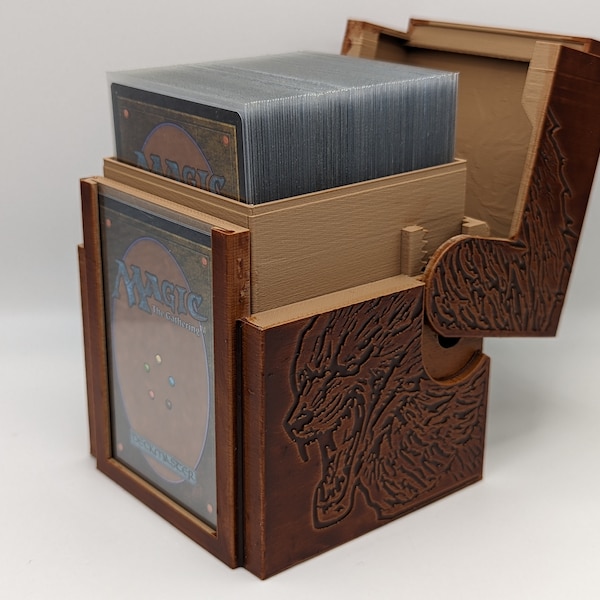 Beautiful Hand-Stained Rising MTG Commander Deck Box