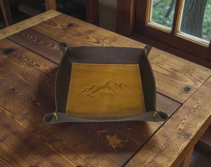 Hand crafted leather valet tray