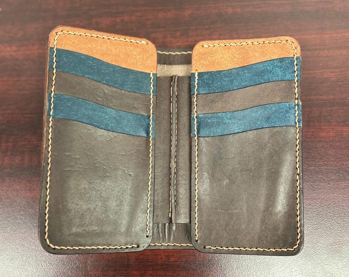 Hand crafted Japanese Style Mid-Wallet in Badalassi Carlo Italian full-grain vegetable tanned leather.