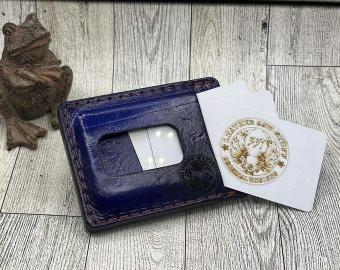 Hand made, leather front pocket card wallet. An elegant way to reduce the bulk of EDC pocket items.