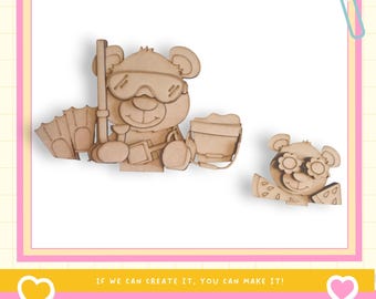 Summer Beach Bear Insert for the Interchangeable Flower Basket