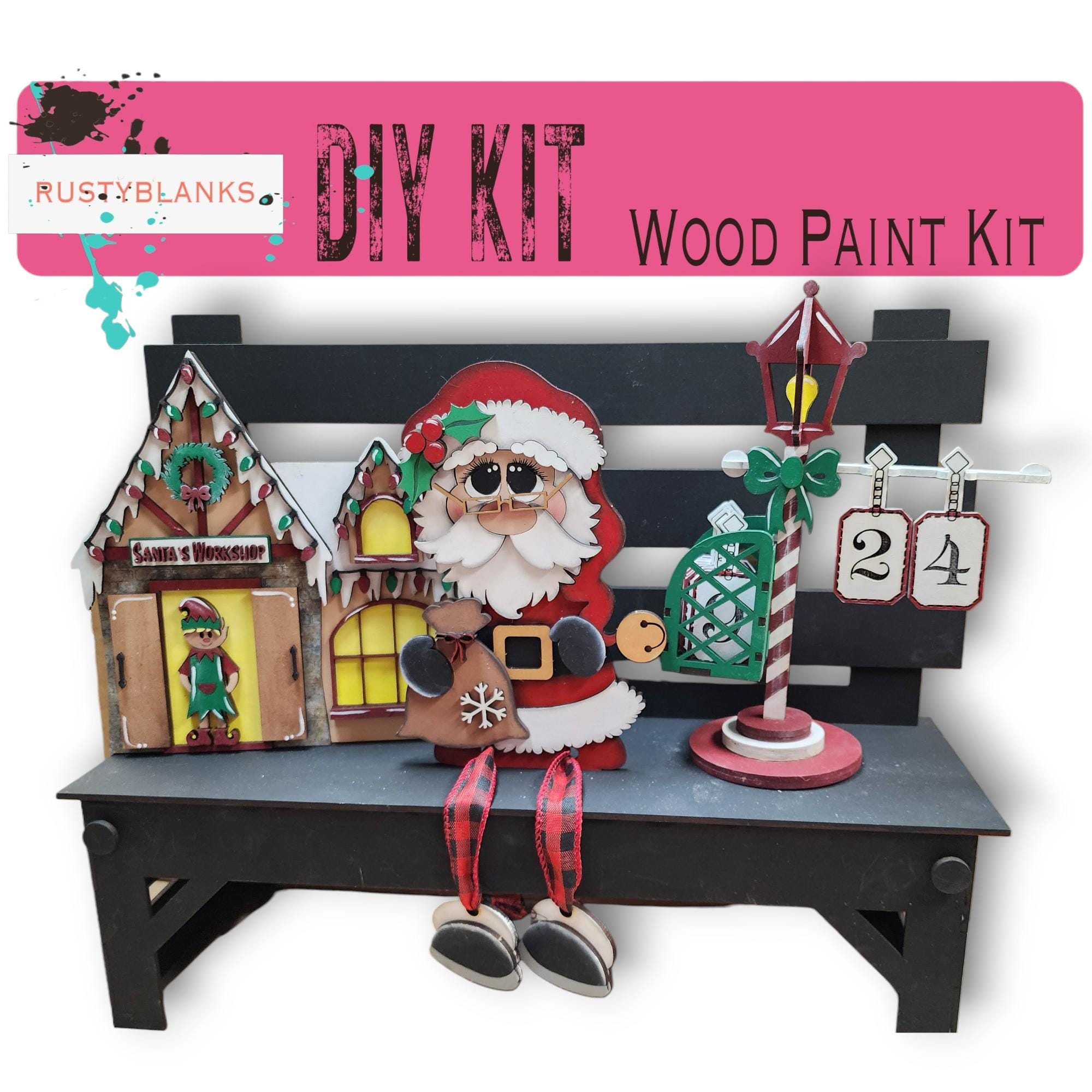 Santa Insert Interchangeable Inserts for Bench Style Display, Christmas Santa ...