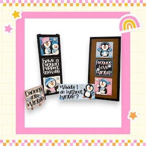 Interchangeable Ladder Tiles: Winter Penguin Theme - DIY Wooden Kit