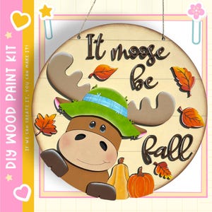 Fall Scarecrow Moose Front Door Hanger Decor