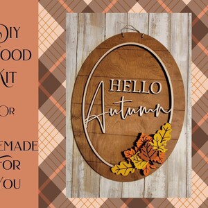 Hello Autumn Oval Door Hanger: Fall Leaves Sign (DIY Kit) bild 2