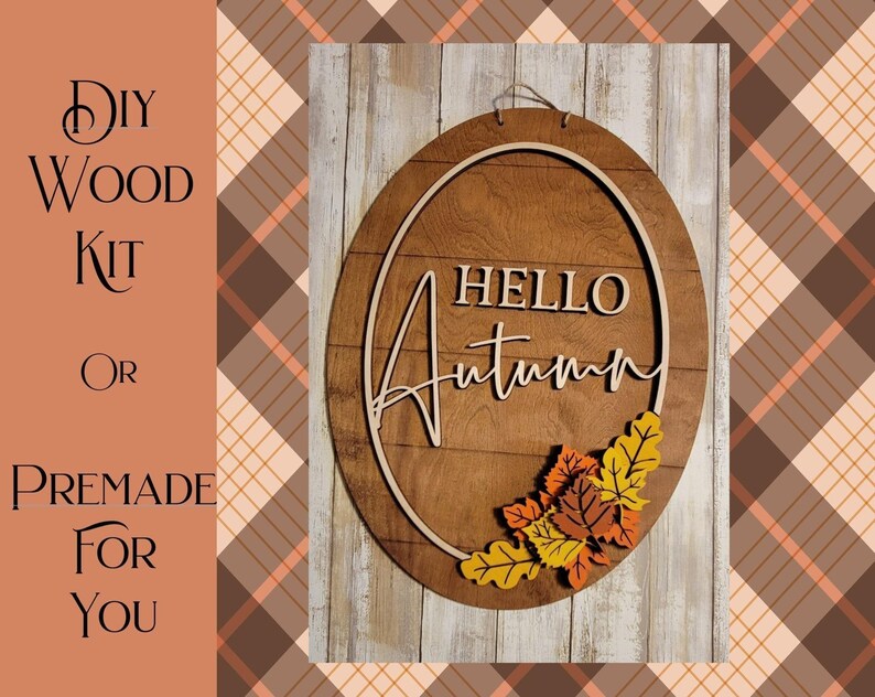 Hello Autumn Oval Door Hanger: Fall Leaves Sign (DIY Kit) bild 2