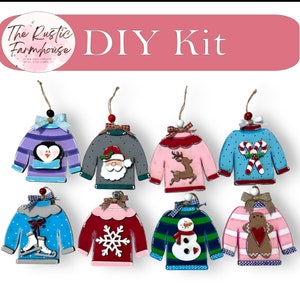 DIY Christmas Sweater Ornament Kit: Wood Gift Card Holder
