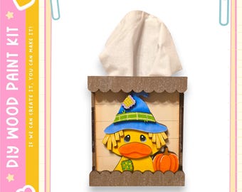 DIY Tissue Box Cover hold 4.25 inch InterchangeableTiles | Farmhouse Tissue Holder | Paint Kit | Seasonal Home Decor