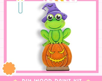 Halloween Frog Witch Shelf Sitter | DIY Wood Kit |  Spooky Tiered Tray or Shelf Decor