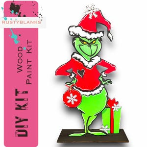 Standing Grinch with Present Christmas Decor DIY Kit