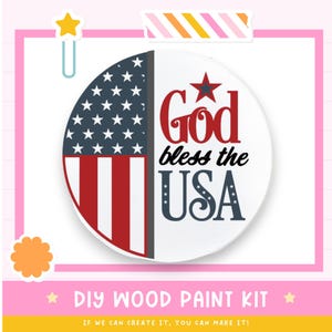 DIY Patriotic Door Hanger Kit: God Bless USA, Unfinished Wood