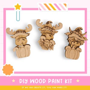 Moose or Highland Cow Mug Hugger: Unpainted MDF Wood Craft