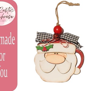 Santa Mug Ornament Christmas Decor Handpainted