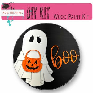 DIY Boo Ghost Door Hanger Kit – 10.5 and 18&quot; Round Halloween Craft for Home Decor