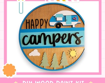 Happy Campers Door Hanger Kit - Wooden DIY Painting Sign