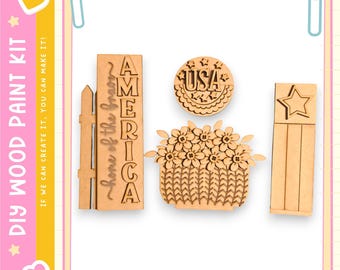 4th of July Barn Door Decor Insert – DIY Wood Paint Kit Seasonal Home Décor