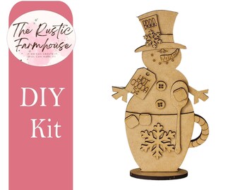 DIY Snowman Hot Cocoa Mug Craft Kit: Unfinished Christmas Sitter