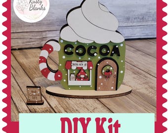 Christmas Village DIY Kit Hot Cocoa Shoppe (Unfinished Wood Pieces)
