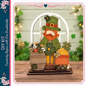 DIY Interchangeable Arched Window St Patricks Shelf Sitter Insert – Seasonal & Holiday Designs