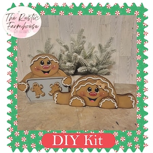 DIY Chunky Boy and Girl Gingerbread,  Wood Craft Kit, Gingerbread Decor, chunky shelf sitter,