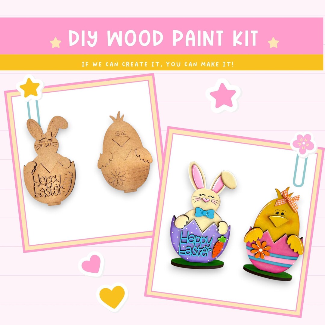 Easter Egg Duo, Bunny and Chick DIY Shelf Sitter Kit - Etsy
