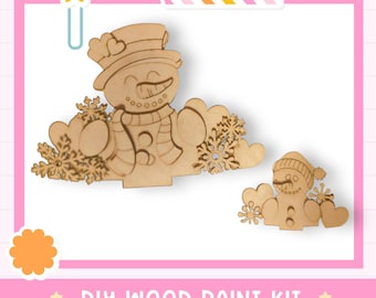 Valentine Snowman Insert for the Flower Basket,  Interchangeable DIY Wood Paint
