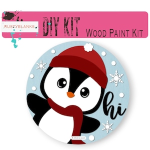 Hi Penquin DIY Christmas Decor Door Hanger, Christmas Wood Blanks, Craft Kit
