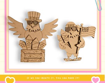Standing Bald Eagle DIY Kit, Patriotic Wood Decor, 4th of July Shelf Sitter, Americana Craft Kit
