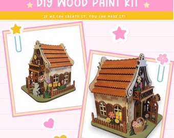 DIY Easter Bunny House Kit: Wooden Candle Holder, Spring Decor