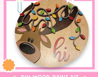 DIY Christmas Reindeer Hi Porch Sign Door Hanger