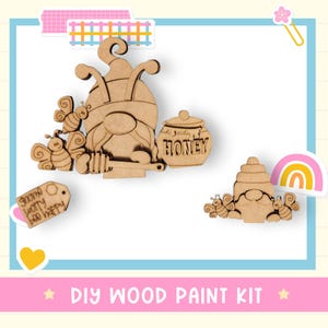 Gnome Bees & Honey Flower Basket Insert – DIY Wood Paint Kit
