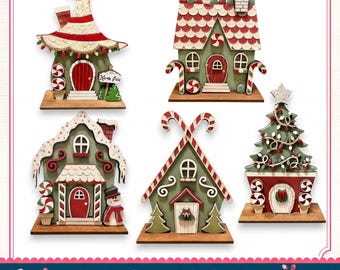 Christmas Village DIY Kit Gingerbread Village Whimsical Christmas Craft Kit Holiday Shelf Decor
