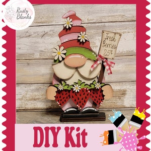 Strawberry Gnome Shelf Sitter, DIY Wood Gnome shelf Sitter, Diy Strawberry Gnome Sitter, Strawberry Gnome, Diy Standing Gnome