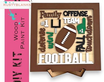 Football Framed Word Collage Sign and Stand