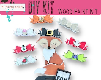 Fox Interchangeable Hats DIY Decor: Seasonal Wood Craft Kit