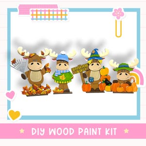 DIY Standing Fall Moose | Autumn Wood Craft Kit | Tiered Tray or Shelf Decor