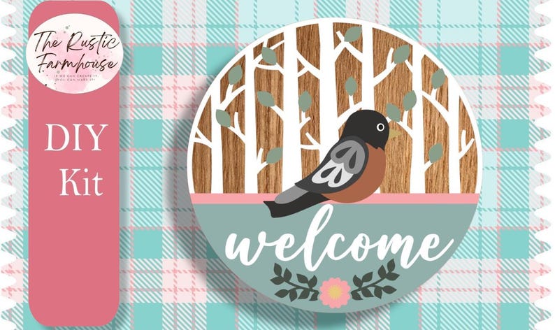 Robin Welcomesign Welcome Robin Door Hanger: Unfinished DIY Wood Kit - Etsy