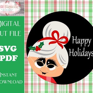Frau Weihnachtsmann Weihnachtstürschild SVG