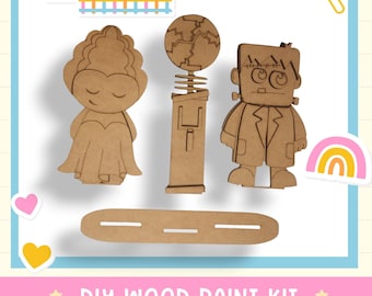 Halloween and Frankenstein Bride Shelf Sitter DIY Kit