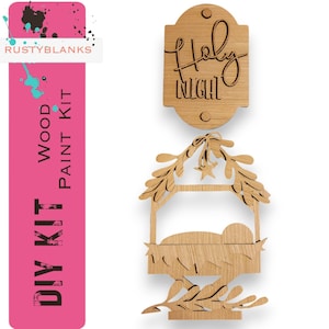 Bucket Interchangeable DIY Porch Leaner Insert – Christmas Holy Night Insert Set – Wood Paint Kit