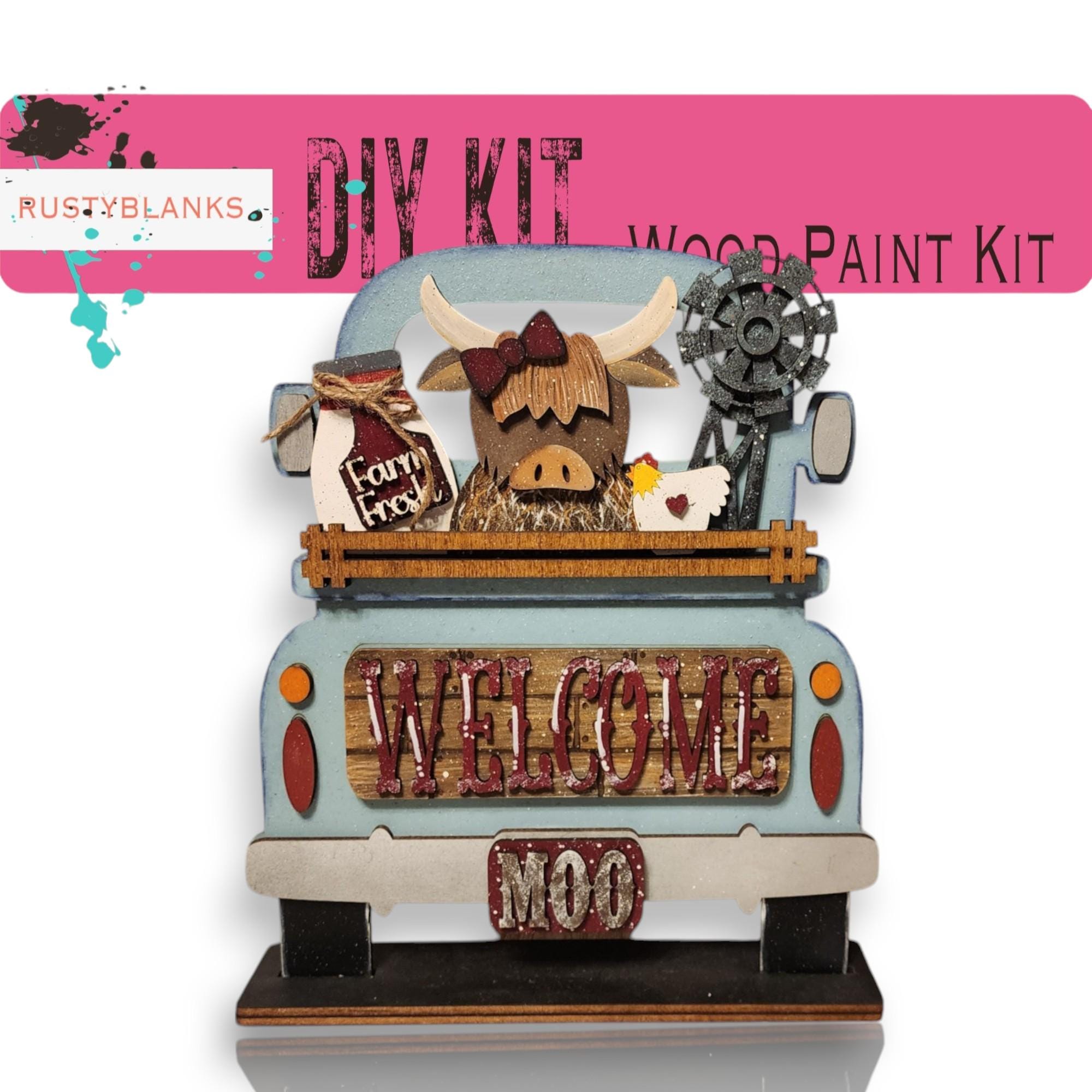 Farmhouse Highland Cow Truck Insert: DIY Seasonal Decor Kit